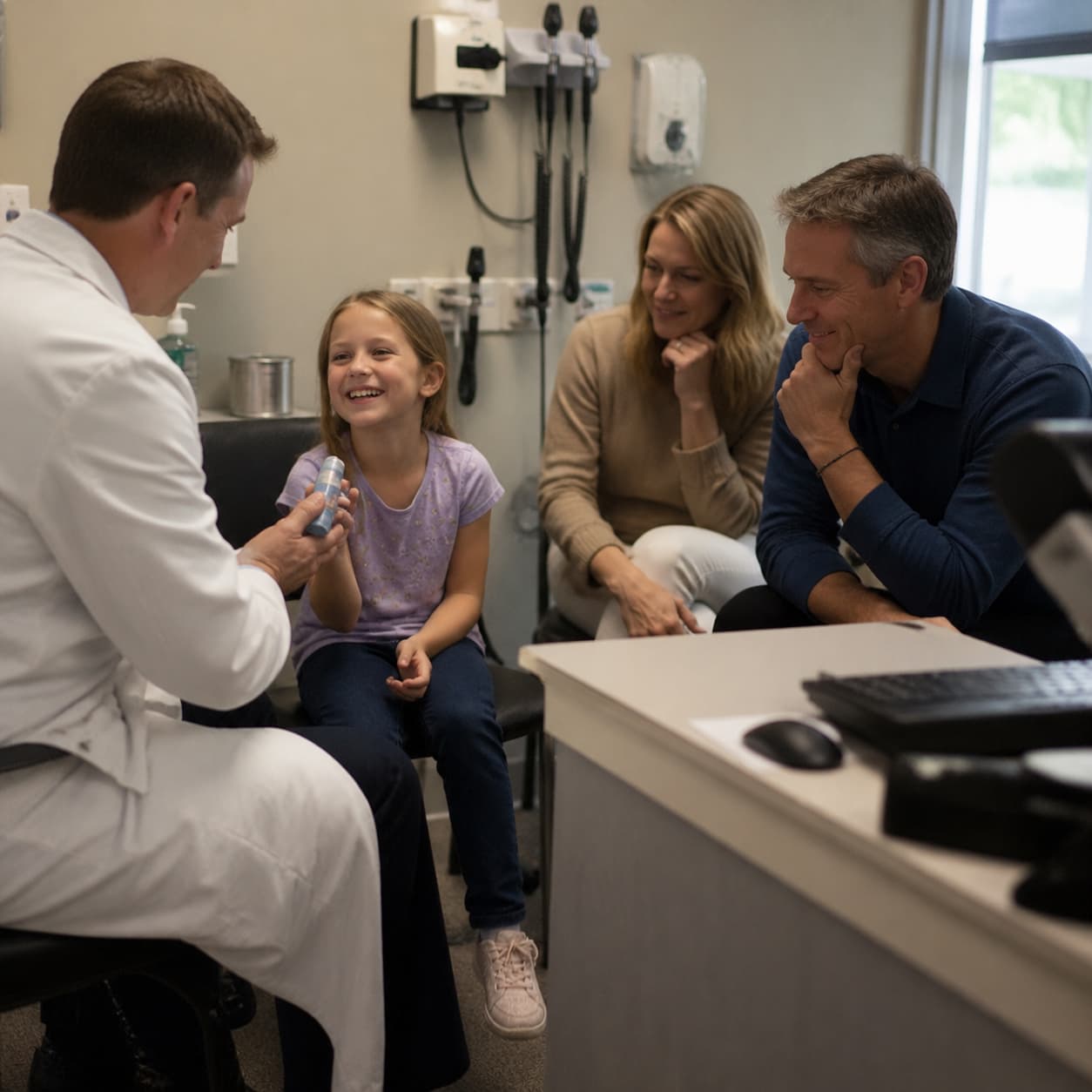 Daughter at a private clinic receiving the best respiratory care